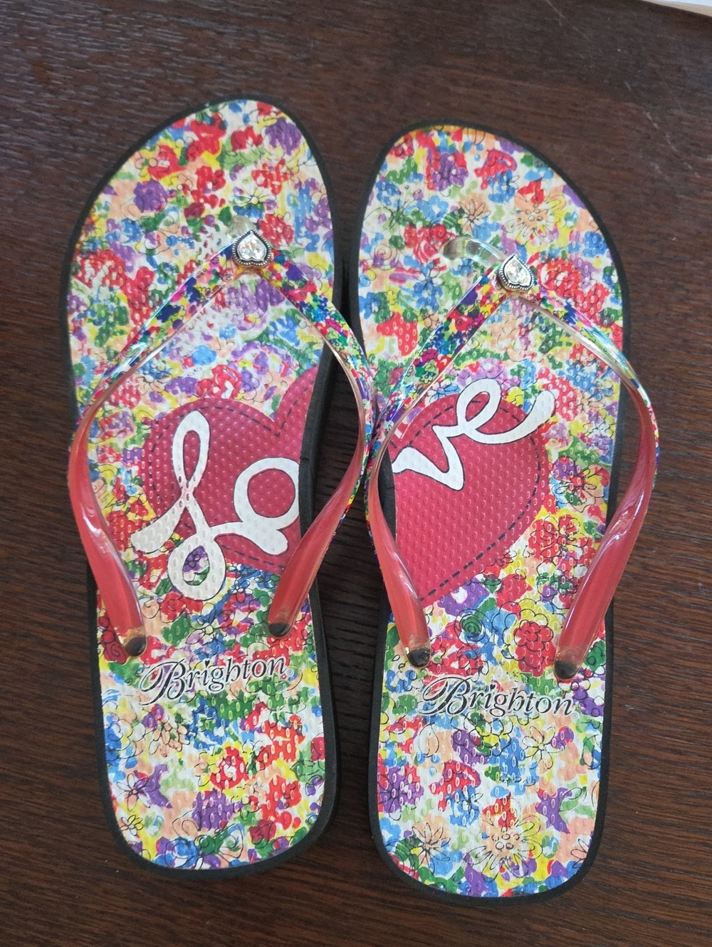 Brighton Multicolor Floral Flip Flop Sandals - Red Accents